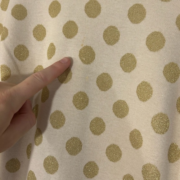 Boden‎ White and Gold Polka Dot Long Sleeve Dress Size 16 - Picture 7 of 7